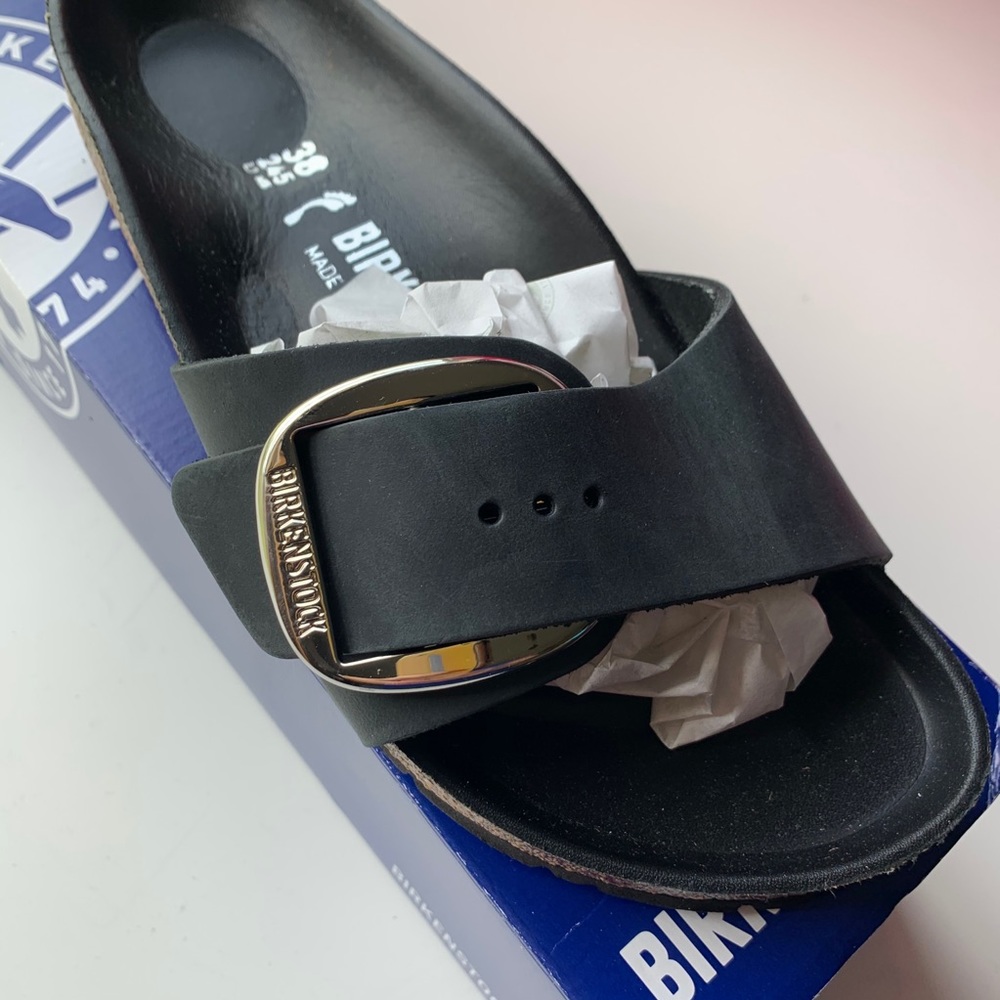 Birkenstock Madrid Big Buckle Oiled Black Leather